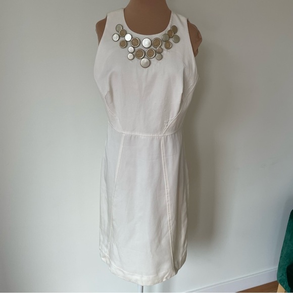Milly New York Tencel White Button Embellished Sleeveless Sheath Dress Size 4 - Picture 1 of 11